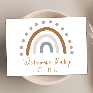 Modern Chic Boho Aesthetic Rainbow Welcome Baby Card