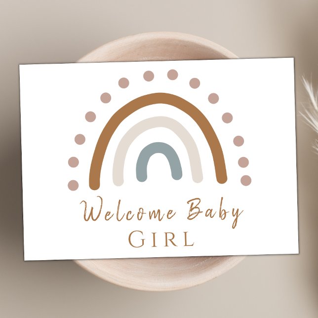 Modern Chic Boho Aesthetic Rainbow Welcome Baby Card (Creator Uploaded)