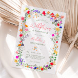 Modern chic boho bright wild flowers 1st birthday invitation<br><div class="desc">Add a touch of bohemian elegance to your baby milestone,  first birthday with our Modern Chic Boho Bright Elegant Colourful wild flowers 1st birthday Invitation. Featuring pink,  red,  green,  and purple hues botanical flowers inspired by wildflowers and watercolor rustic gardens with subtle greenery and modern boho script typography.</div>