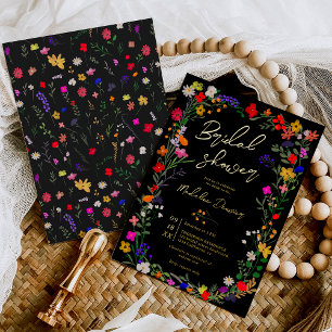 Modern chic boho bright wild flowers bridal shower