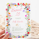 Modern chic boho bright wild flowers Sweet 16 Invitation<br><div class="desc">Add a touch of bohemian elegance to your events with our Modern Chic Boho Bright Elegant Colourful wild flowers Sweet 16 birthday Invitation. Featuring pink,  red,  green,  and purple hues botanical flowers inspired by wildflowers and watercolor rustic gardens with subtle greenery and modern boho script typography.</div>