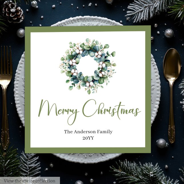 Modern Chic Boho Christmas Wreath in Neutral Tones Napkin (Modern Chic Boho Christmas Wreath in Neutral Tones Paper Dinner Napkins)