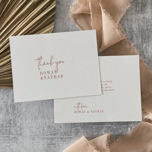 Modern Chic Boho Cream Flat Wedding Thank You Card (Creator Uploaded)