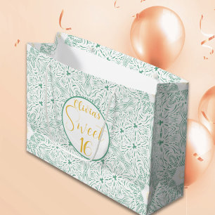 Modern Chic Boho Floral Sweet 16 Birthday Party Large Gift Bag