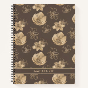 Modern Chic Boho Gold Foil Floral Pattern Notebook