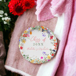 Modern chic boho wildflowers graduation paper plate<br><div class="desc">Add a touch of bohemian elegance to your graduation party with our Modern Chic Boho Bright Elegant Colourful wild flowers plates. Featuring pink,  red,  green,  and purple hues botanical flowers inspired by wildflowers and watercolor rustic gardens with subtle greenery and modern boho script typography.</div>