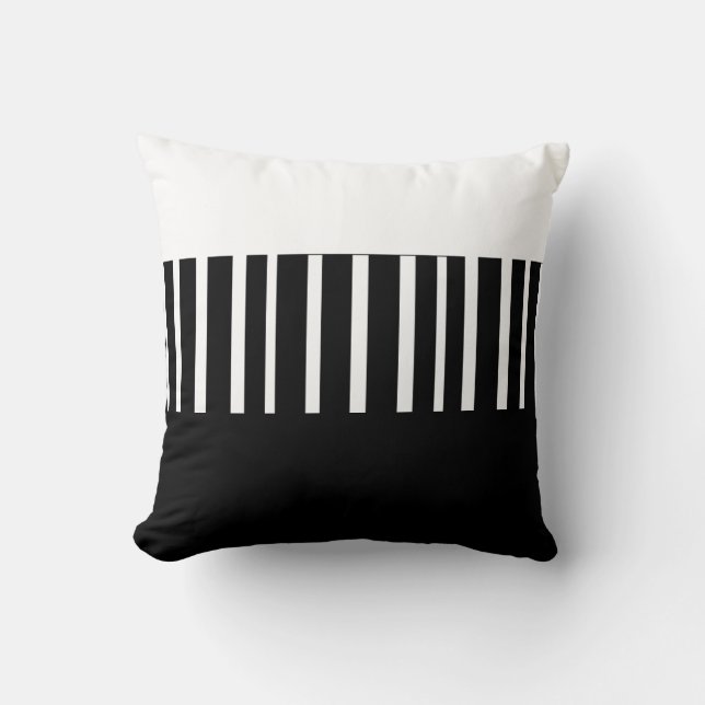 modern chic bold stripes pillow black and white (Front)