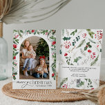 Modern Chic Botanical Arch 1 Photo Merry Christmas Holiday Card<br><div class="desc">This collection features watercolor red florals,  berries & winter greenery with modern & elegant typography,  with a winter botanical pattern back.</div>