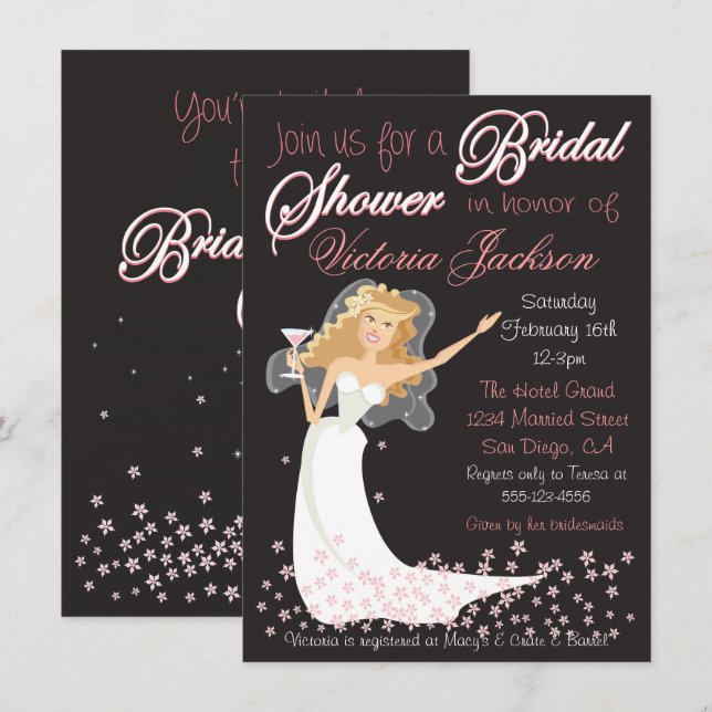 Modern Chic Bridal Shower Cocktail Party Invites (Front/Back)