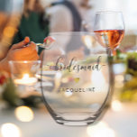 Modern Chic Bridesmaid Script Gold Heart Name Stemless Wine Glass<br><div class="desc">Elegant.  Simple.  Minimalistic.  A beautiful personalised wine glass gift for your Bridal Party to use and then treasure the memories for ever!  Modern,  simple calligraphy text design with your Bridesmaid,  Maid of Honour,  Best man or Groomsmen's names customised.</div>