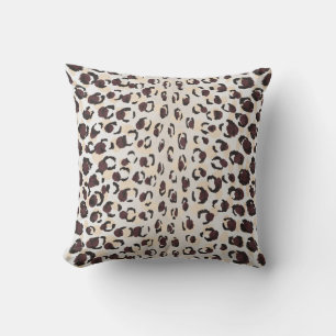 Modern chic brown cheetah print pattern monogram cushion