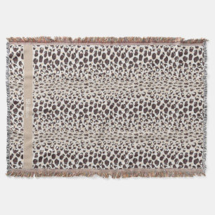 Modern chic brown cheetah print pattern monogram throw blanket