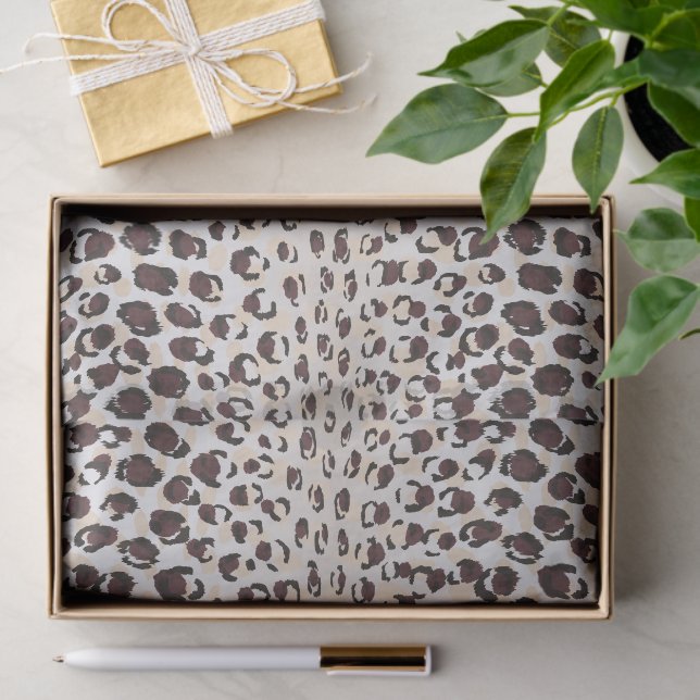 Modern chic brown cheetah print pattern monogram tissue paper (Gift)