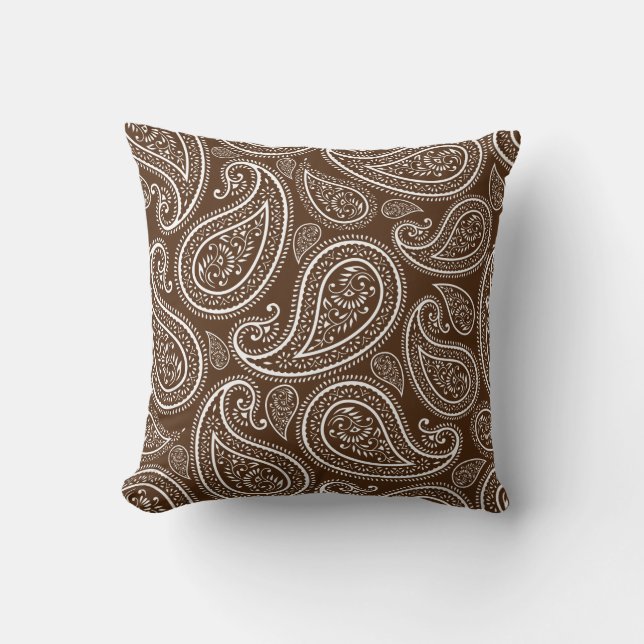 Modern Chic Brown Paisley Cushion (Front)