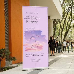 Modern Chic Brush Stroke Wedding Rehearsal Dinner Retractable Banner