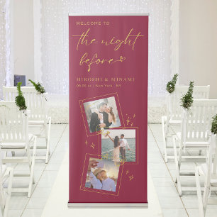 Modern Chic Burgundy And Gold Rehearsal Dinner Retractable Banner