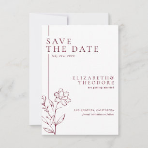 Modern Chic Burgundy Elegant Wedding Save The Date