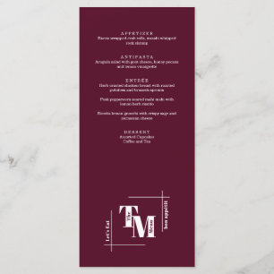 Modern Chic Burgundy Minimalist Wedding Thank You  Menu