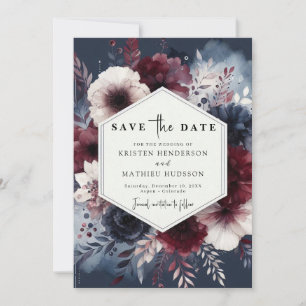 Modern Chic Burgundy Wedding Save The Date