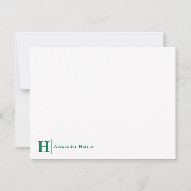 Modern Chic Business Monogram Line Classic Green Card (Front)