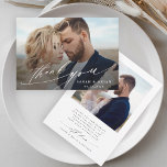 Modern Chic Calligraphy 2 Photo Wedding  Thank You Card<br><div class="desc">Simple and modern wedding photo thank you card with an additional photo and custom text on the back. You can use this card for a wedding,  bridal shower,  engagement,  anniversary,  or any special event. For more advanced customisation of this design,  please click the BLUE DESIGN TOOL BUTTON.</div>