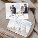 Modern Chic Calligraphy 3 Photo Wedding Thank You Card<br><div class="desc">Simple and modern wedding photo thank you card with an optional faded photo and custom text on the back. You can use this card for a wedding,  bridal shower,  engagement,  anniversary,  or any special event. For more advanced customisation of this design,  please click the BLUE DESIGN TOOL BUTTON.</div>
