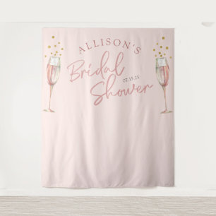 Modern chic calligraphy champagne flutes backdrop tapestry