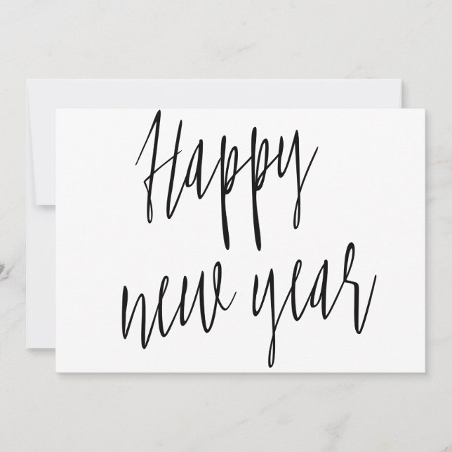Modern Chic Calligraphy "Happy new year" Holiday Card (Front)