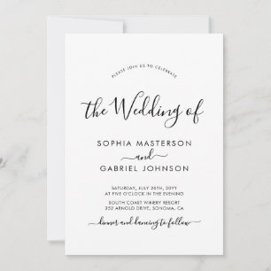 Modern Chic Calligraphy QR Code Wedding Invitation