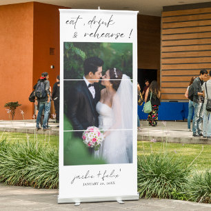 Modern Chic Calligraphy Rehearsal Dinner Retractable Banner