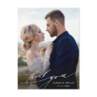 Modern Chic Calligraphy Wedding Photo Thank You