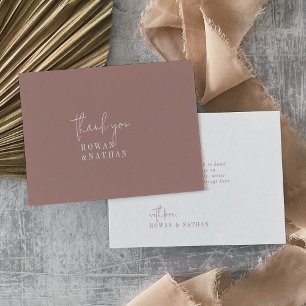 Modern Chic Cinnamon Pink Flat Wedding Thank You Card