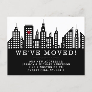 Modern Chic Cityscape New Home Moving Announcement Postcard