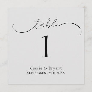 Modern Chic Classic Grey Wedding Table Number