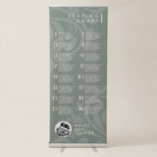 Modern Chic Classic Typography Damask Photo Sage Retractable Banner