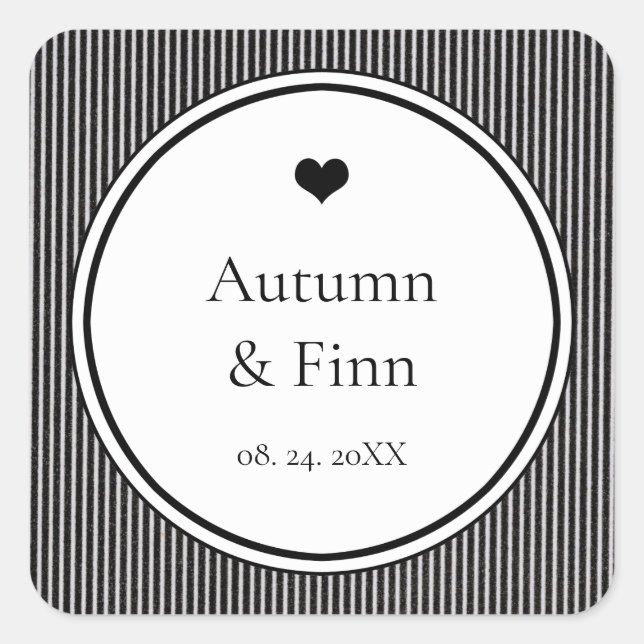 Modern Chic Classic Wedding Custom Favor Square Sticker (Front)
