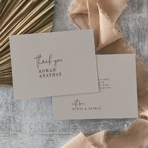 Modern Chic COLOR EDITABLE Flat Wedding Thank You Card