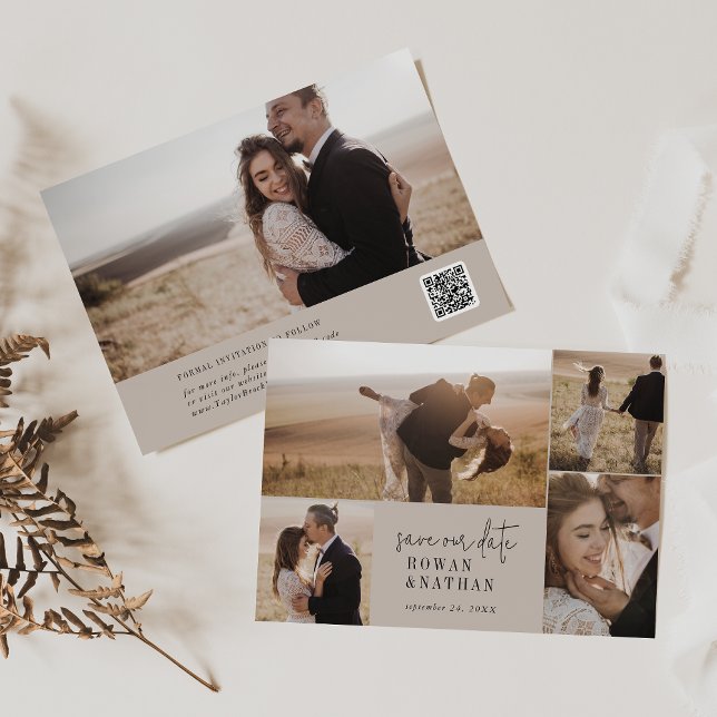 Modern Chic COLOR EDITABLE Photo Collage Save The Date (Creator Uploaded)