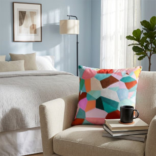 Modern Chic Colourful Abstract Glass Art Home Deco Cushion