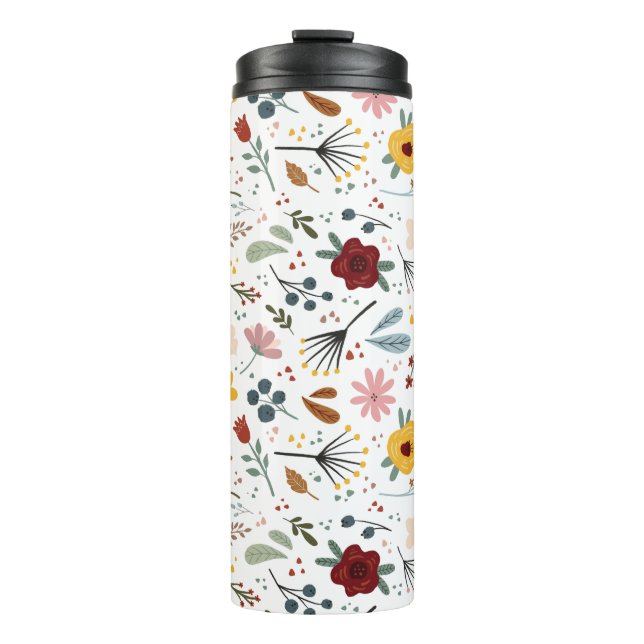 Modern Chic Colourful Floral Pattern Thermal Tumbler (Front)