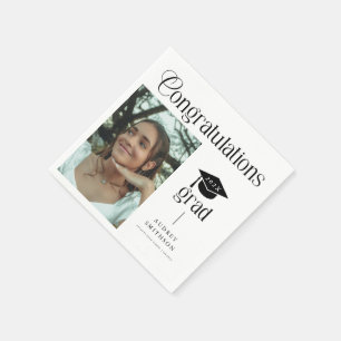 Modern Chic Congratulations Grad Photo Graduation Napkin