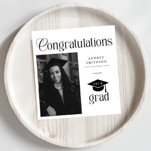 Modern Chic Congratulations Grad Photo Graduation Napkin