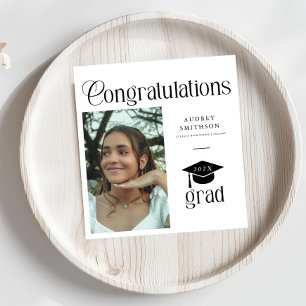 Modern Chic Congratulations Grad Photo Graduation Napkin
