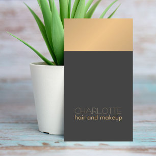 Modern Chic Copper Grey Hair and Makeup Business Card