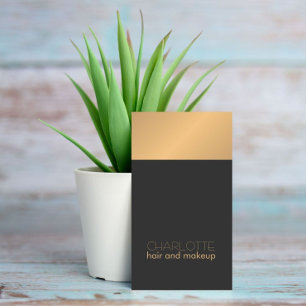 Modern Chic Copper Grey Hair and Makeup Business Card