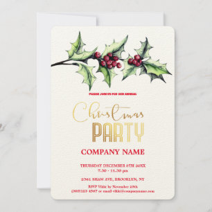 Modern Chic Corporate Christmas Watercolor Invitation