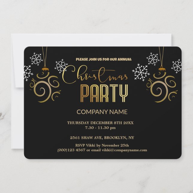  Modern Chic Corporate Gold and Black Invitation (Front)