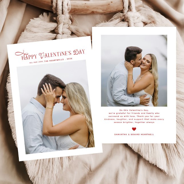 Modern Chic Couples Photo Happy Valentines Day Holiday Card (Creator Uploaded)