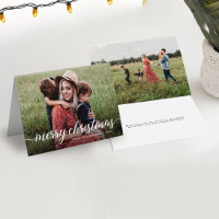Modern Chic Custom 2 Photos Merry Christmas Family