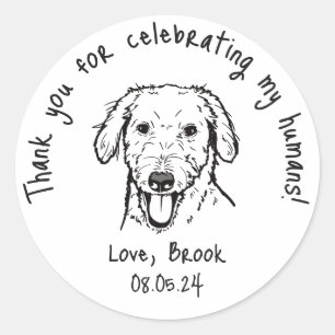 Modern Chic Custom Funny Pet Wedding Favor Classic Round Sticker